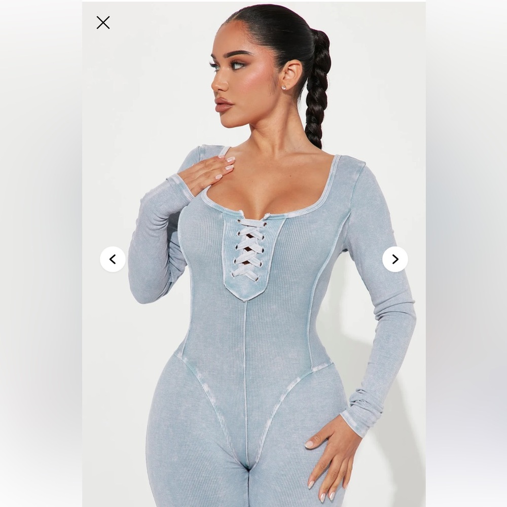 Seattle Ribbed Jumpsuit Blue - Picture 2 of 4